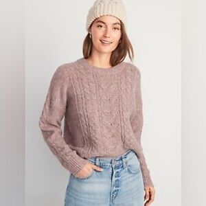Old Navy Women's Mauve Cable Knit Sweater